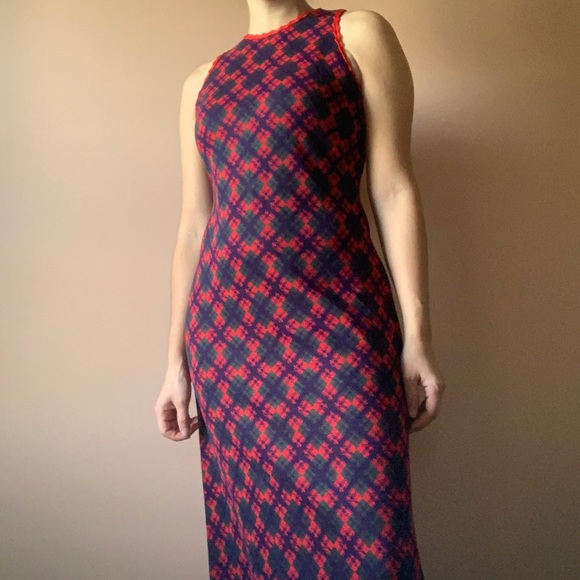 Vintage Dresses & Skirts - Vintage Plaid Sleeveless Holiday Dress